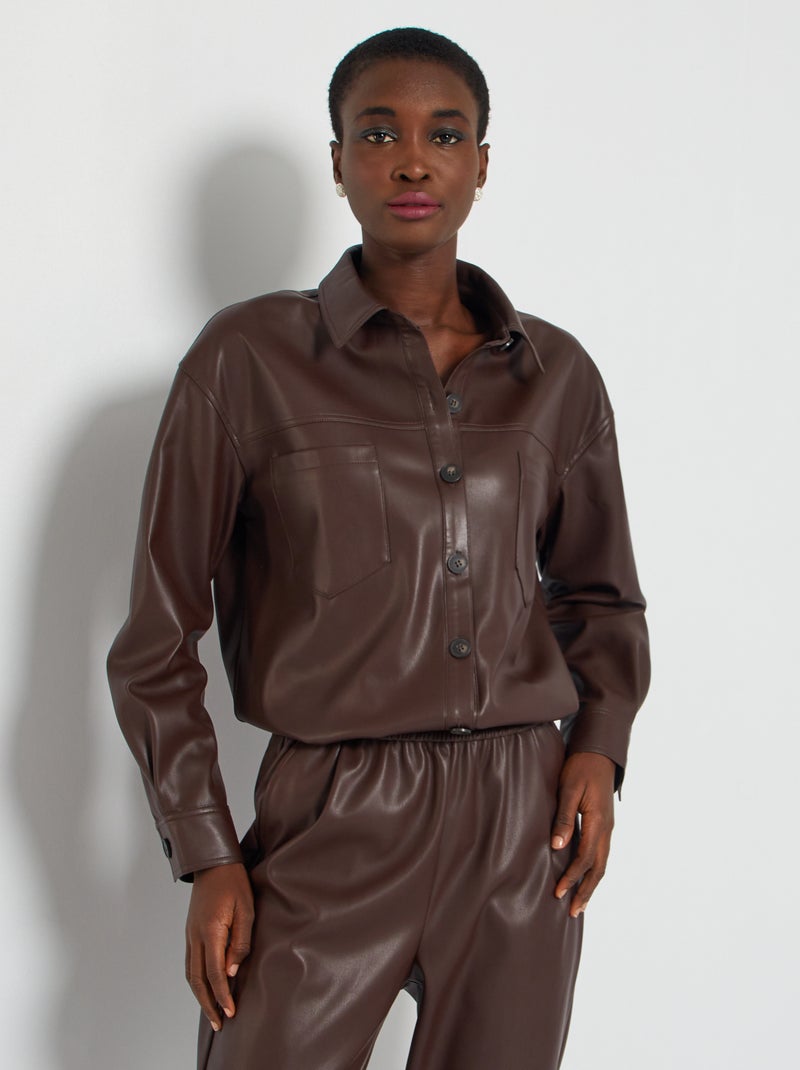 Camisa de material sintético MARRON - Kiabi