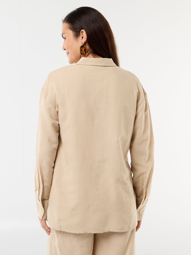 Camisa de maternidad de lino mezclado Beige - Kiabi