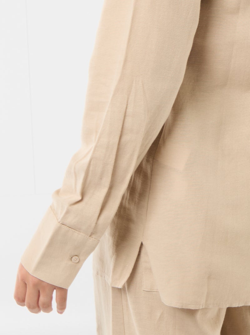 Camisa de maternidad de lino mezclado Beige - Kiabi