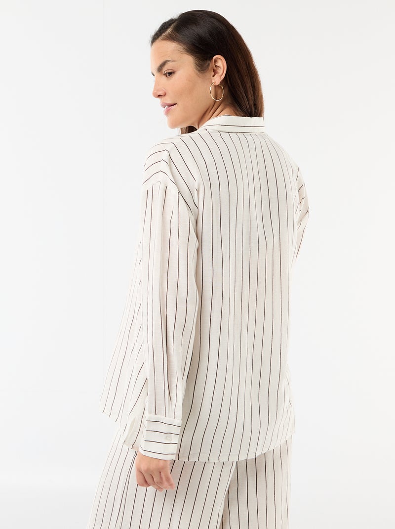 Camisa de maternidad de lino mezclado Blanco - Kiabi