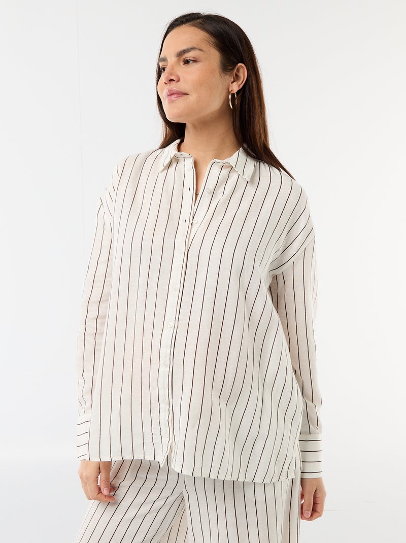 Camisa de maternidad de lino mezclado Blanco - Kiabi