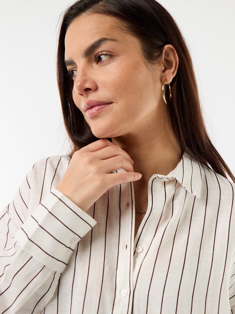 Camisa de maternidad de lino mezclado Blanco - Kiabi