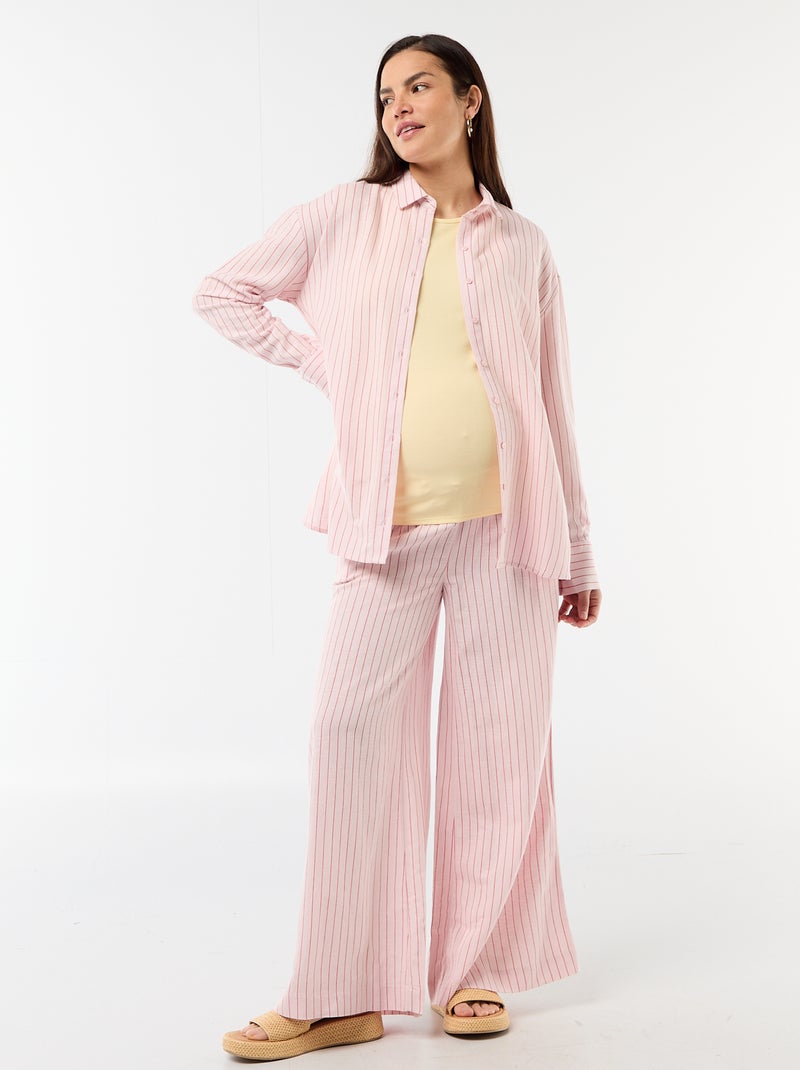 Camisa de maternidad de lino mezclado Rosa - Kiabi