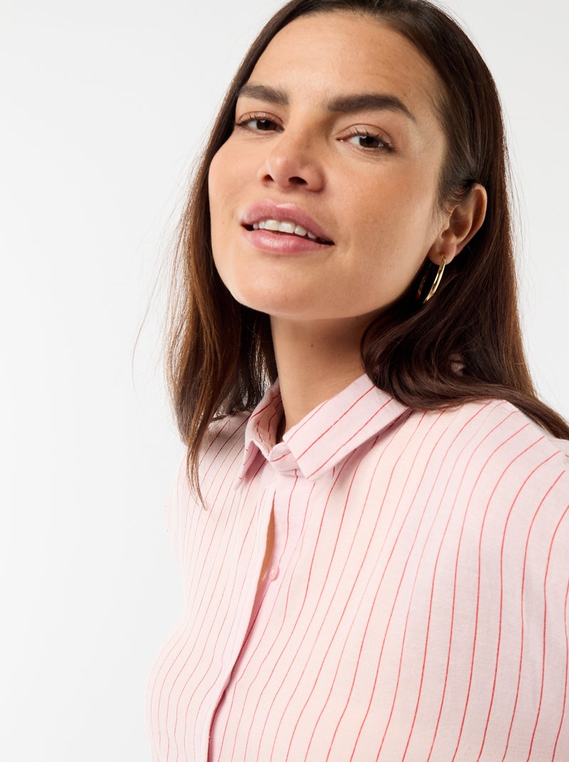Camisa de maternidad de lino mezclado Rosa - Kiabi
