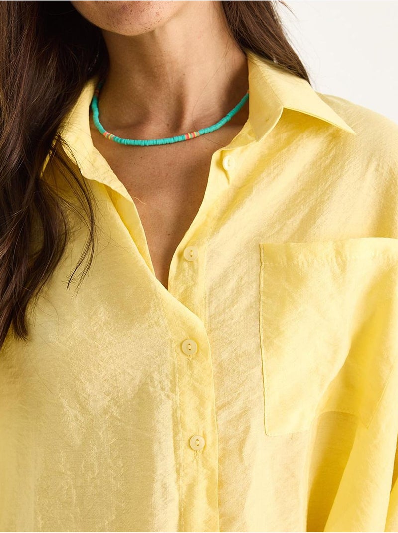 Camisa de media manga con detalle de un solo bolsillo lucci Amarillo limón - Kiabi