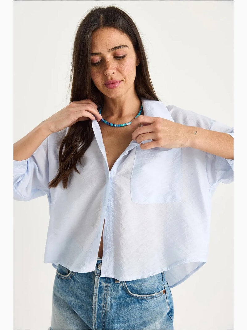 Camisa de media manga con detalle de un solo bolsillo lucci Azul cielo - Kiabi