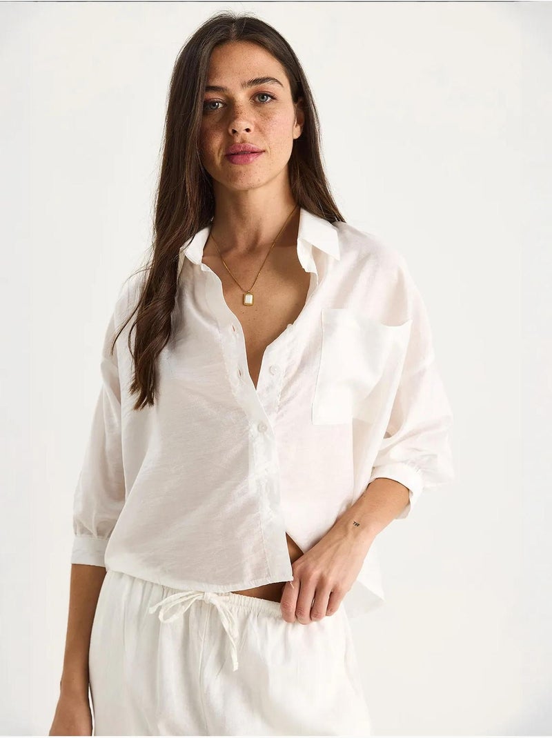 Camisa de media manga con detalle de un solo bolsillo lucci Blanco - Kiabi