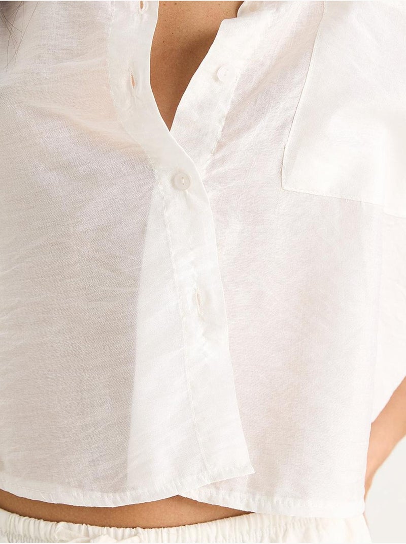 Camisa de media manga con detalle de un solo bolsillo lucci Blanco - Kiabi