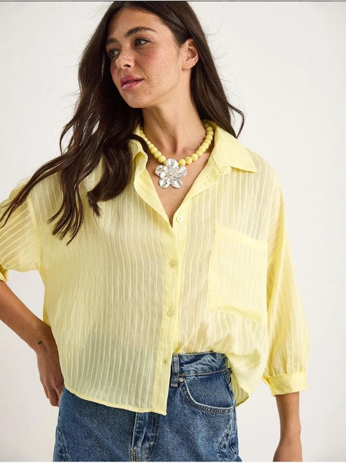 Camisa de media manga con raya del mismo color y un solo bolsillo lucci - Kiabi Camisa de media manga con raya del mismo color y un solo bolsillo lucci - Kiabi