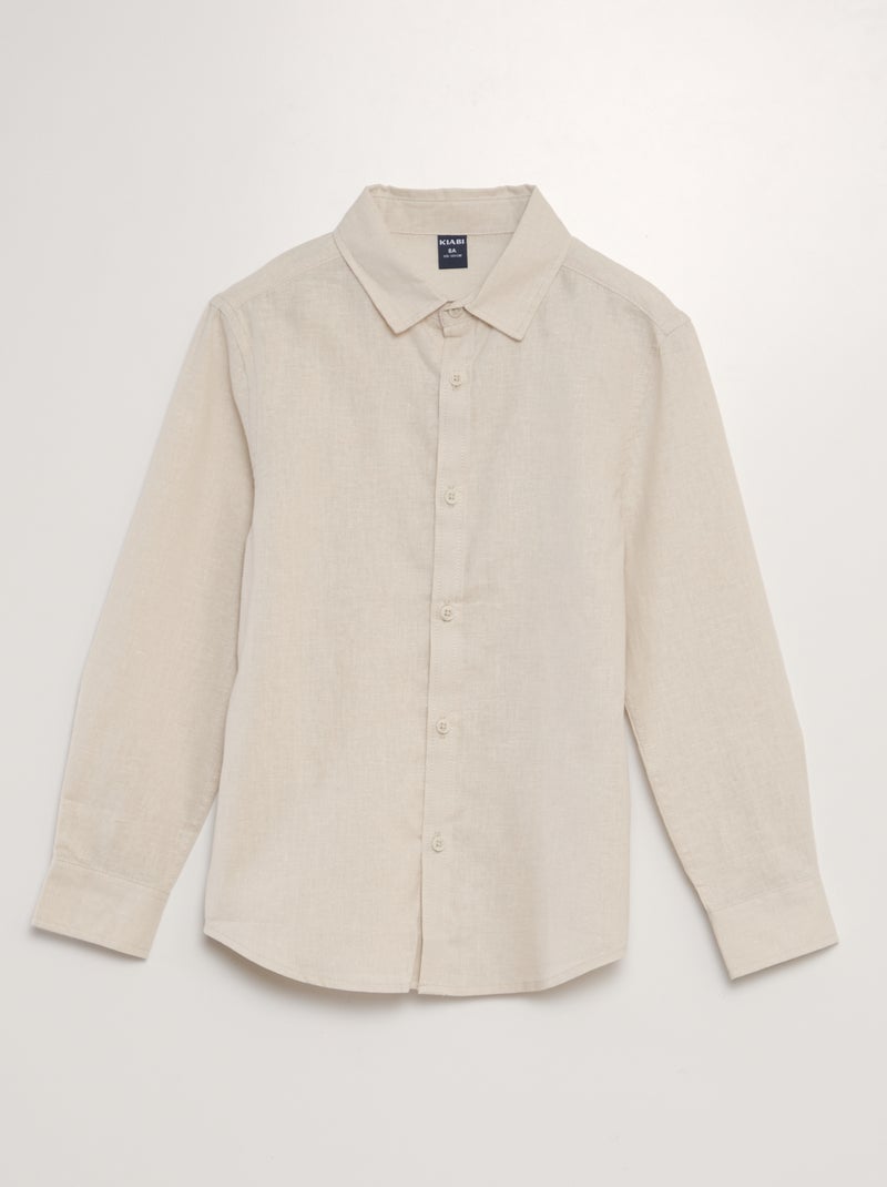 Camisa de mezcla de cáñamo beige - Kiabi