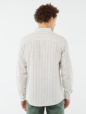 Camisa de mezcla de lino a rayas