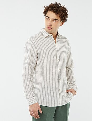 Camisa de mezcla de lino a rayas