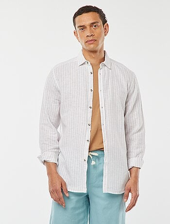Camisa de mezcla de lino a rayas