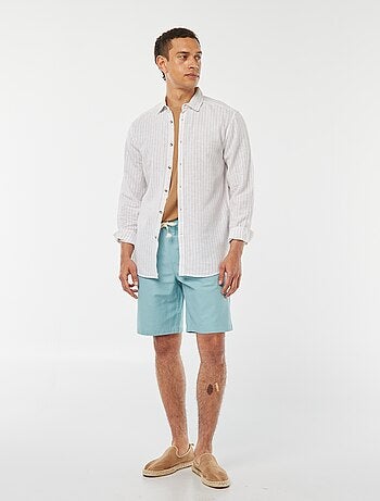 Camisa de mezcla de lino a rayas