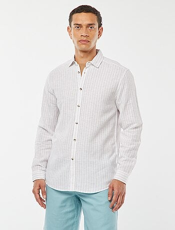 Camisa de mezcla de lino a rayas