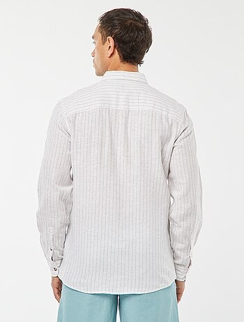 Camisa de mezcla de lino a rayas