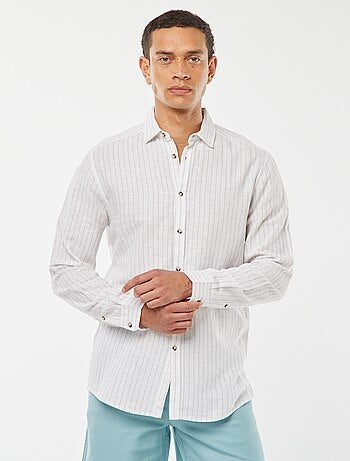 Camisa de mezcla de lino a rayas