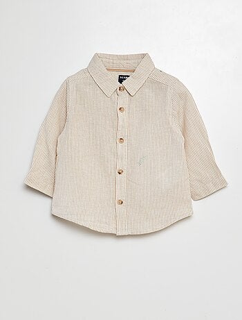 Camisa de mezcla de lino a rayas