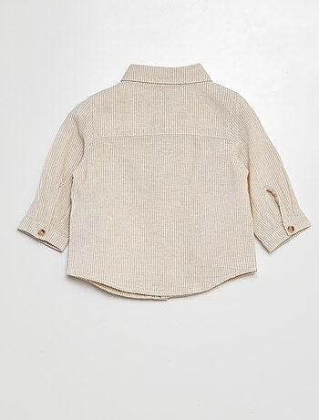 Camisa de mezcla de lino a rayas