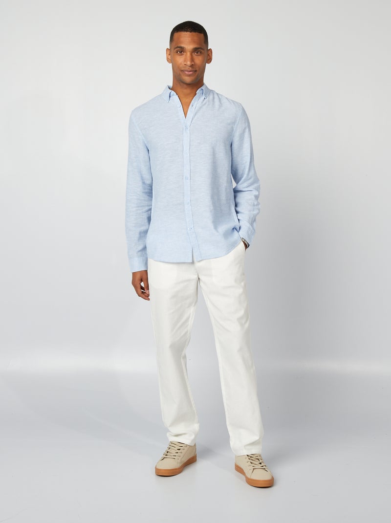 Camisa de mezcla de lino AZUL - Kiabi