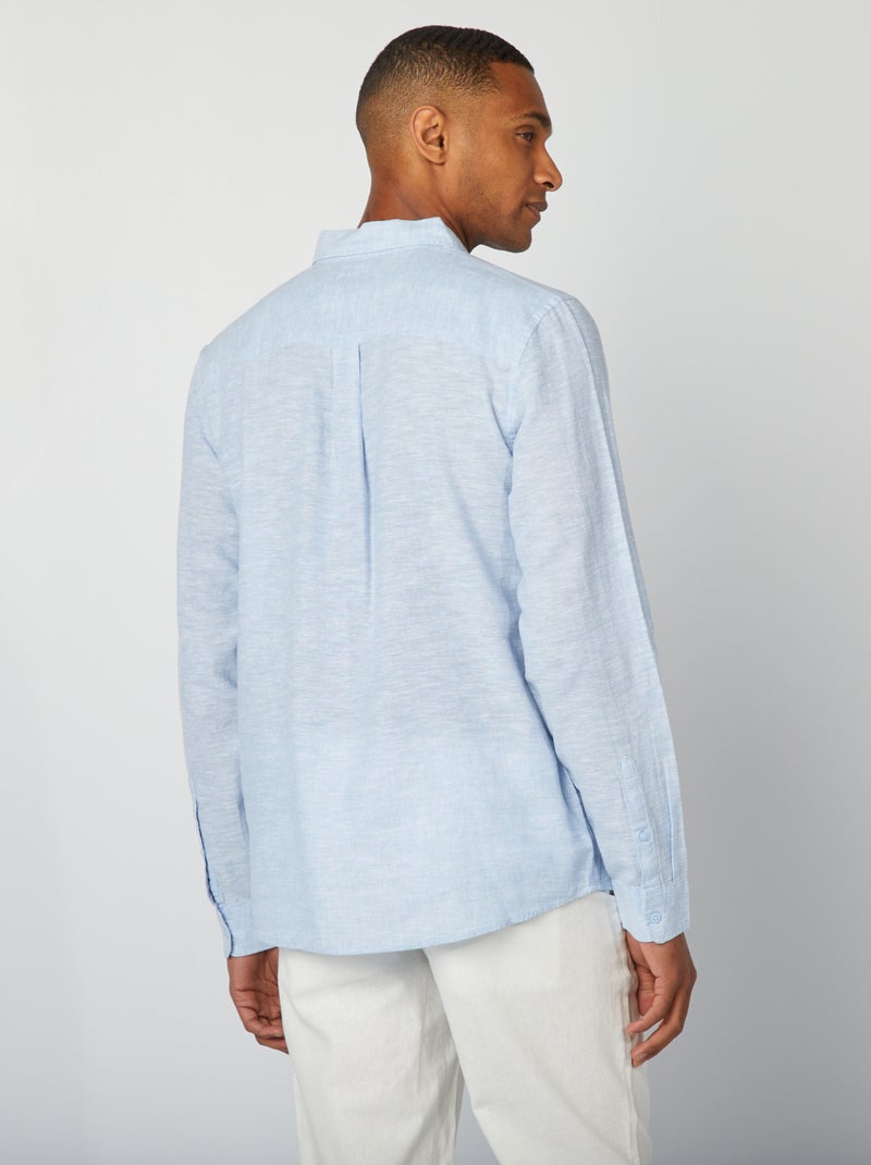 Camisa de mezcla de lino AZUL - Kiabi