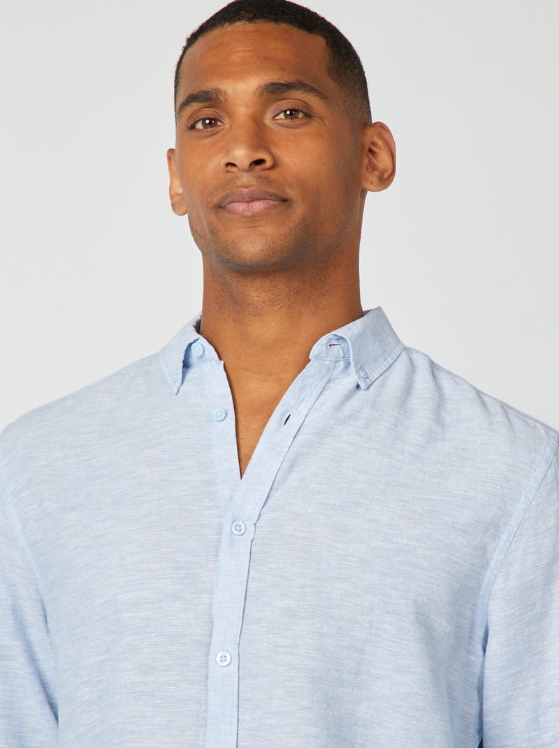 Camisa de mezcla de lino AZUL - Kiabi