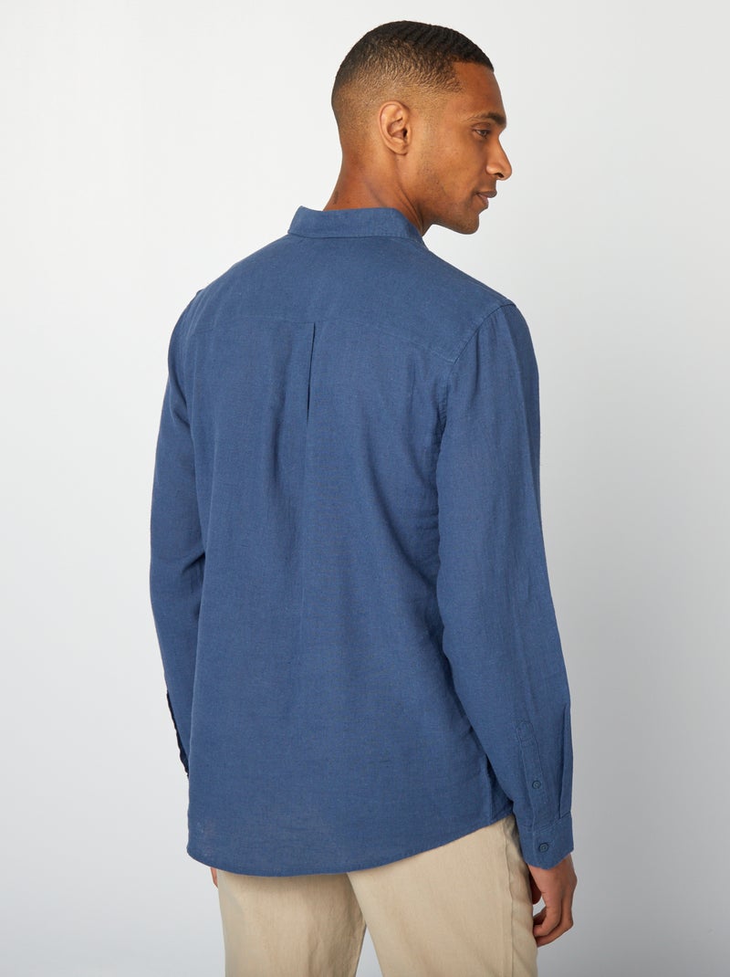 Camisa de mezcla de lino AZUL - Kiabi
