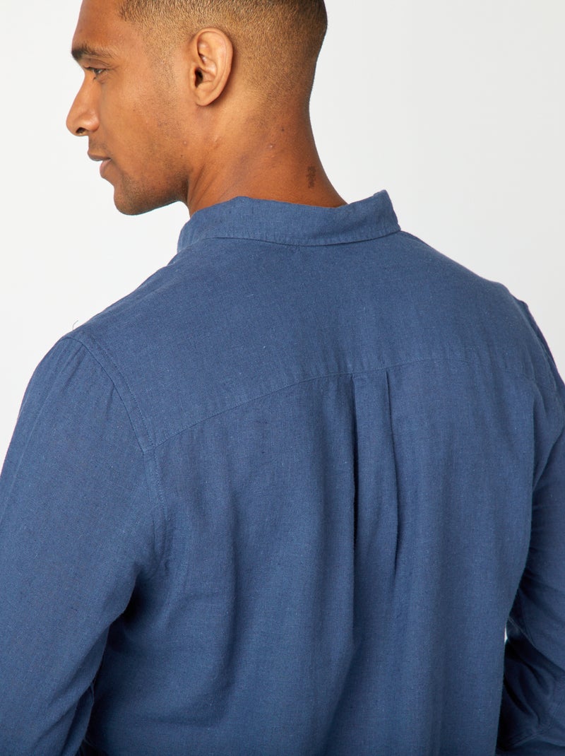 Camisa de mezcla de lino AZUL - Kiabi