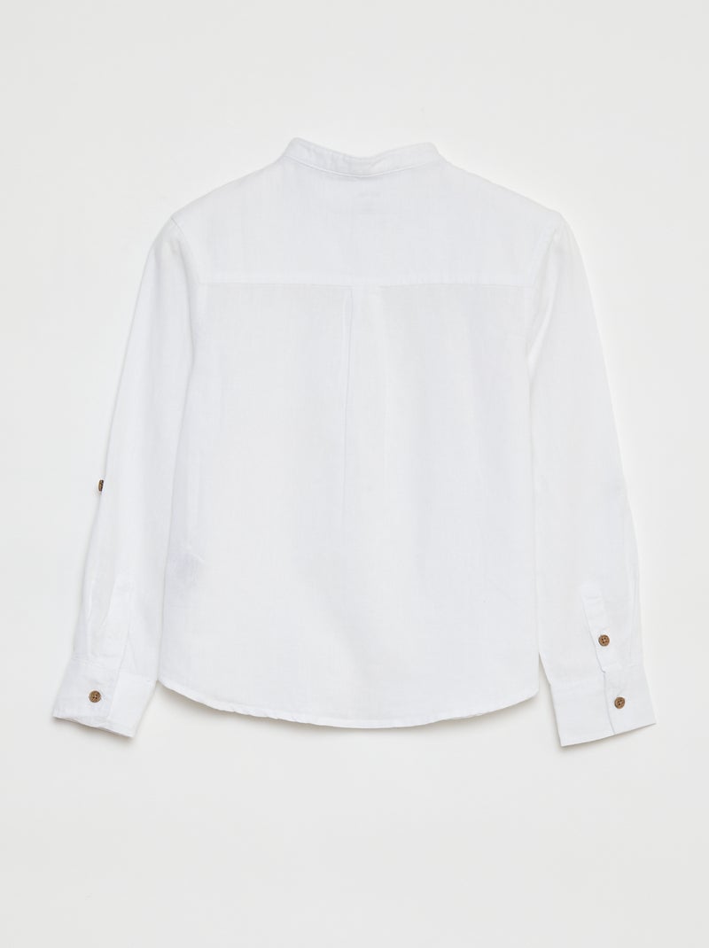 Camisa de mezcla de lino blanco - Kiabi