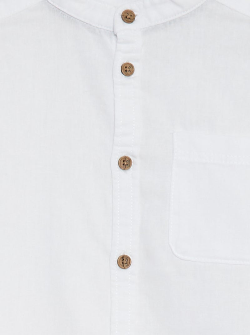 Camisa de mezcla de lino blanco - Kiabi