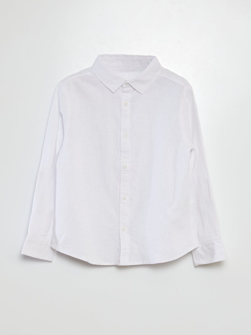 Camisa de mezcla de lino blanco - Kiabi