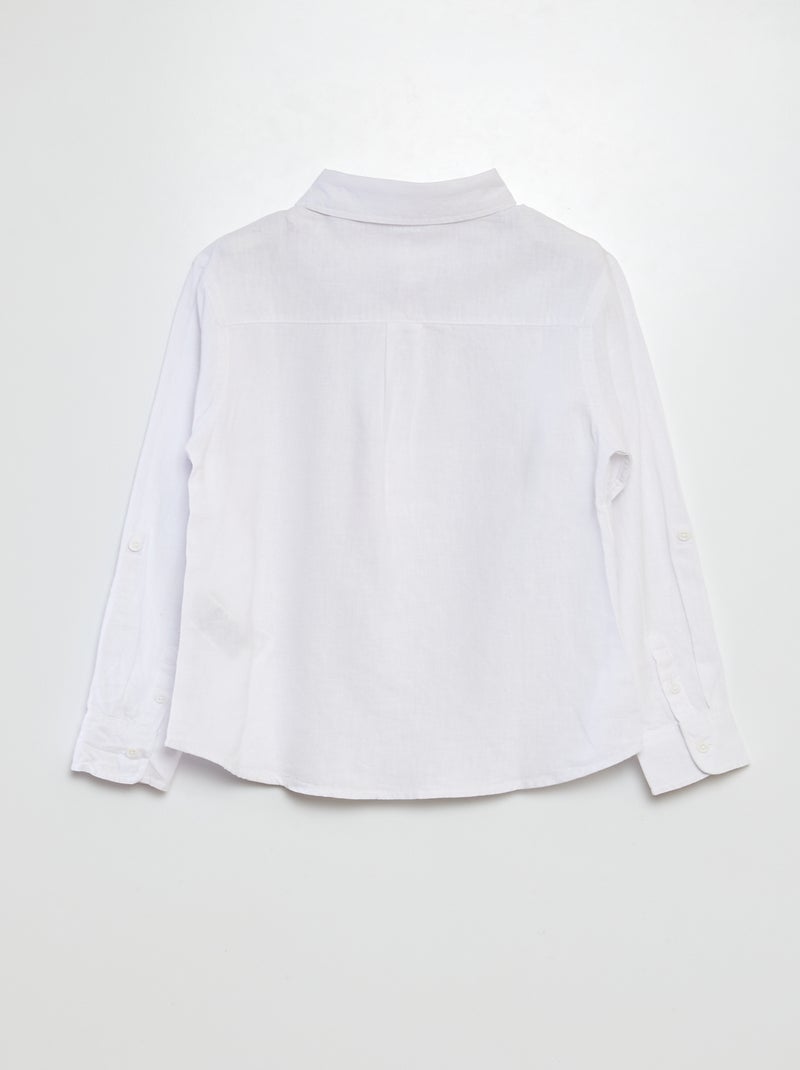 Camisa de mezcla de lino blanco - Kiabi