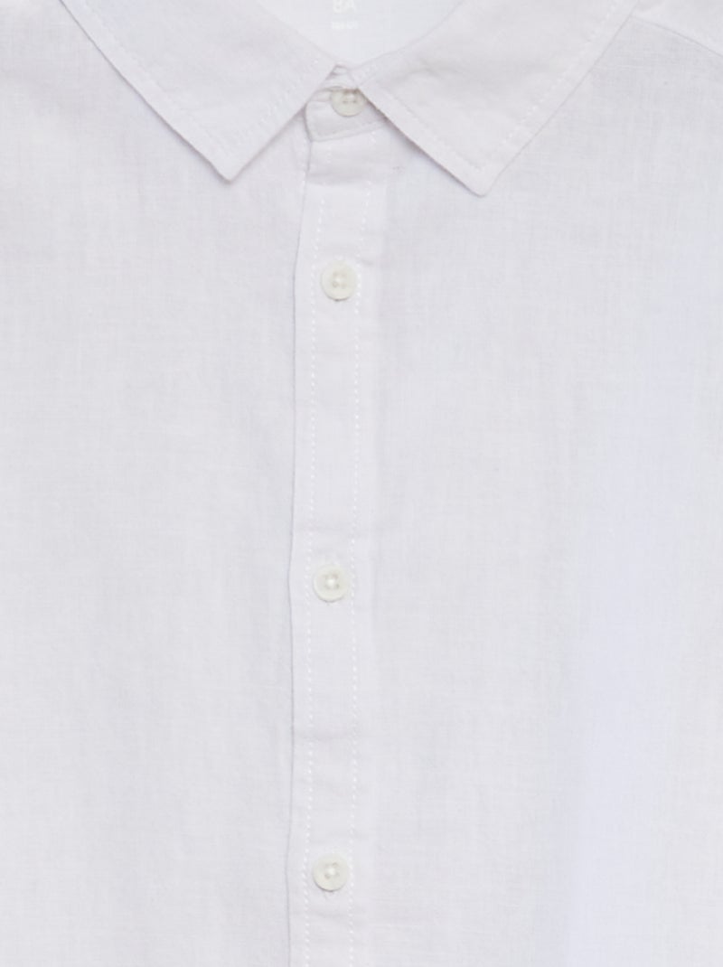 Camisa de mezcla de lino blanco - Kiabi