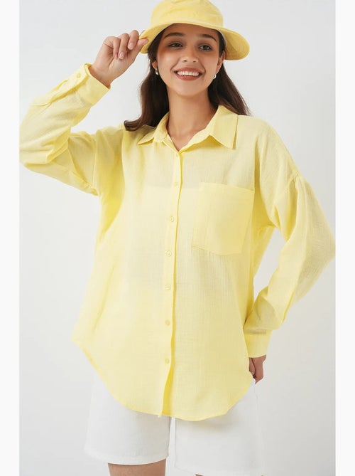 Camisa de mezcla de lino con cierre de botones bdart - Kiabi