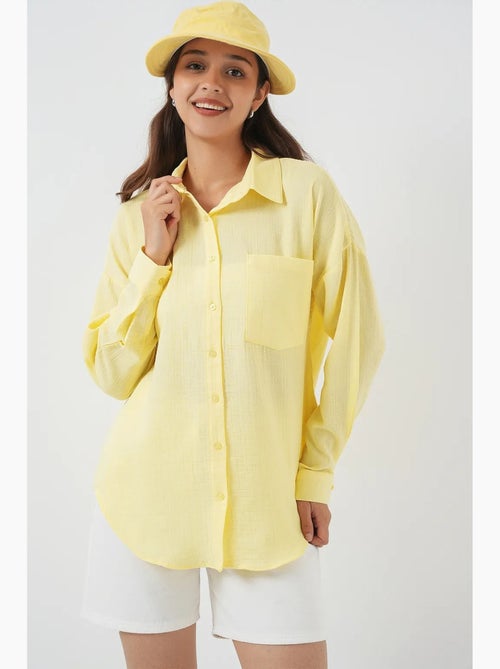 Camisa de mezcla de lino con cierre de botones bdart - Kiabi