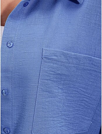 Camisa de mezcla de lino con cierre de botones bdart
