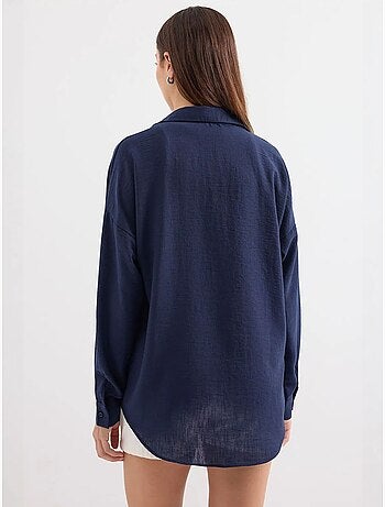 Camisa de mezcla de lino con cierre de botones bdart