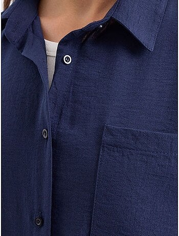 Camisa de mezcla de lino con cierre de botones bdart