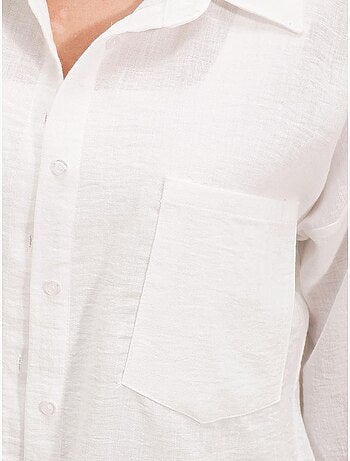 Camisa de mezcla de lino con cierre de botones bdart