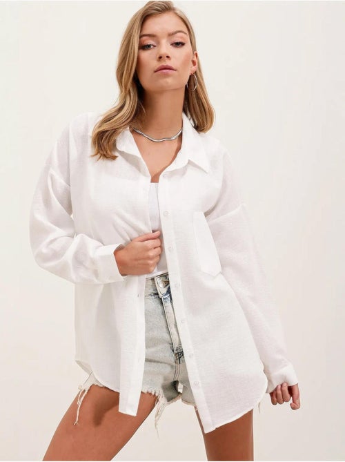 Camisa de mezcla de lino con cierre de botones bdart - Kiabi Camisa de mezcla de lino con cierre de botones bdart - Kiabi