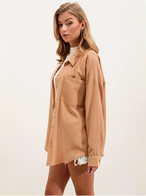 Camisa de mezcla de lino con cierre de botones bdart - Kiabi Camisa de mezcla de lino con cierre de botones bdart - Kiabi