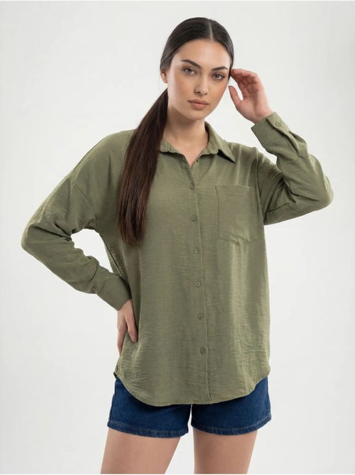 Camisa de mezcla de lino con cierre de botones bdart - Kiabi