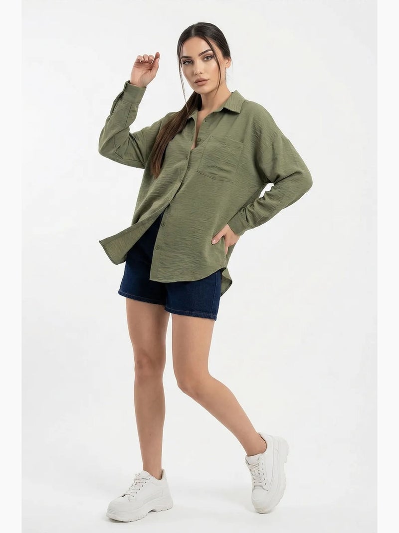 Camisa de mezcla de lino con cierre de botones bdart Caqui - Kiabi