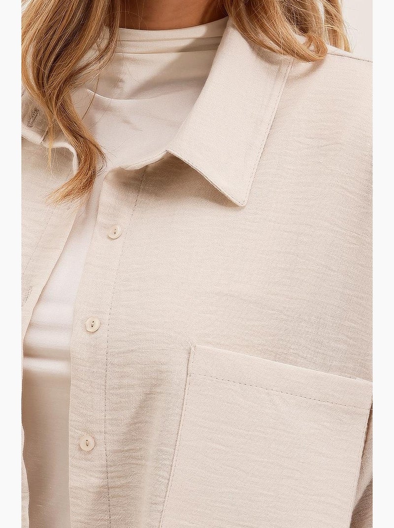 Camisa de mezcla de lino con cierre de botones bdart Crema - Kiabi