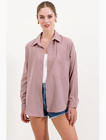 Camisa de mezcla de lino con cierre de botones bdart
