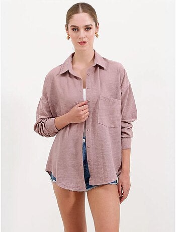 Camisa de mezcla de lino con cierre de botones bdart