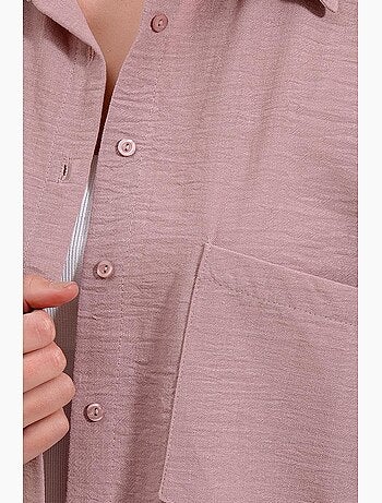 Camisa de mezcla de lino con cierre de botones bdart