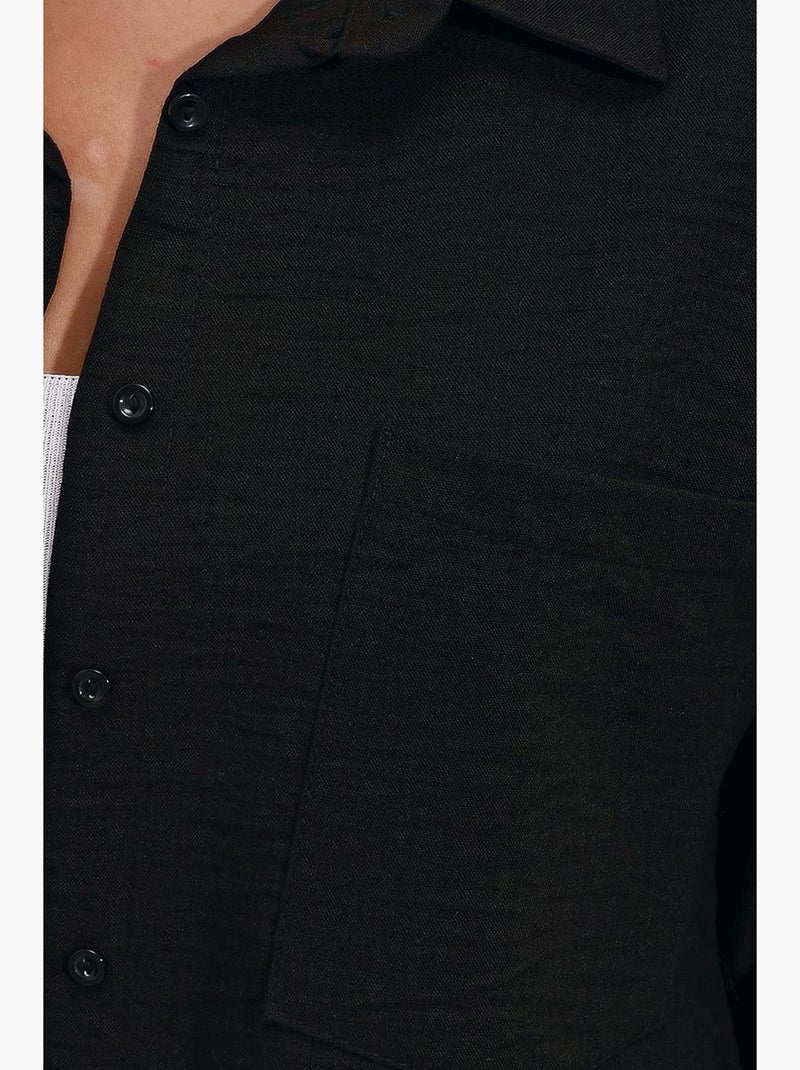 Camisa de mezcla de lino con cierre de botones bdart Negro - Kiabi