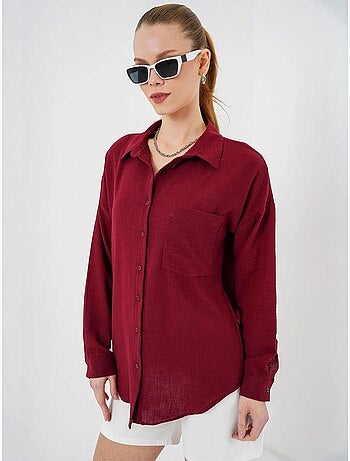 Camisa de mezcla de lino con cierre de botones bdart