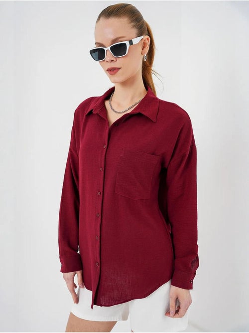 Camisa de mezcla de lino con cierre de botones bdart - Kiabi Camisa de mezcla de lino con cierre de botones bdart - Kiabi